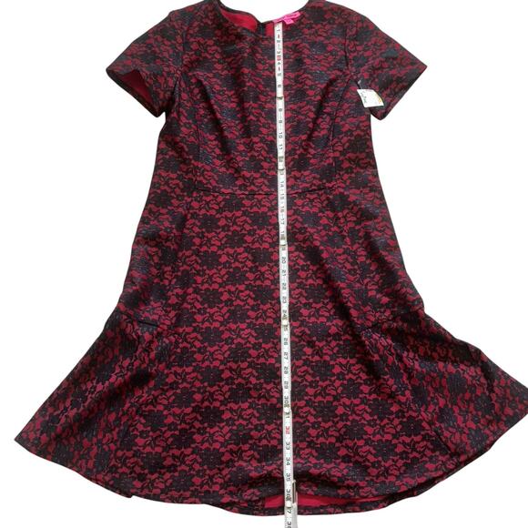 NWT Betsey Johnson Red and Black Lace Fit and Flare Skater Dress-14 - Picture 12 of 16